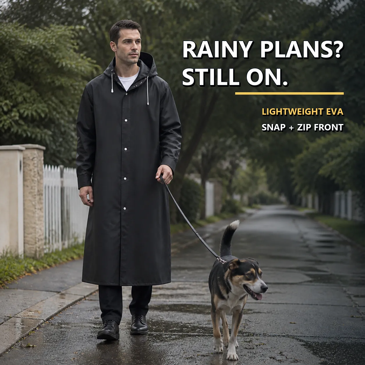 Long-Coverage Hooded Raincoat