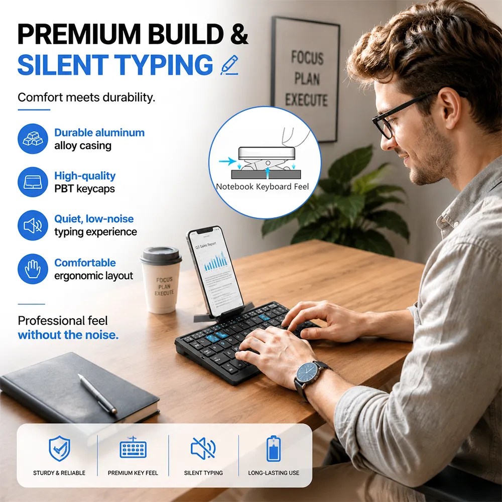 ⌨️ Foldable Bluetooth Keyboard with Magnetic Stand