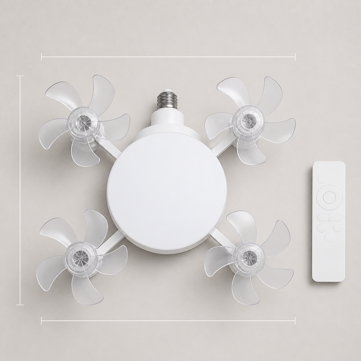 4-Head Screw-In Ceiling Fan Light with Remote