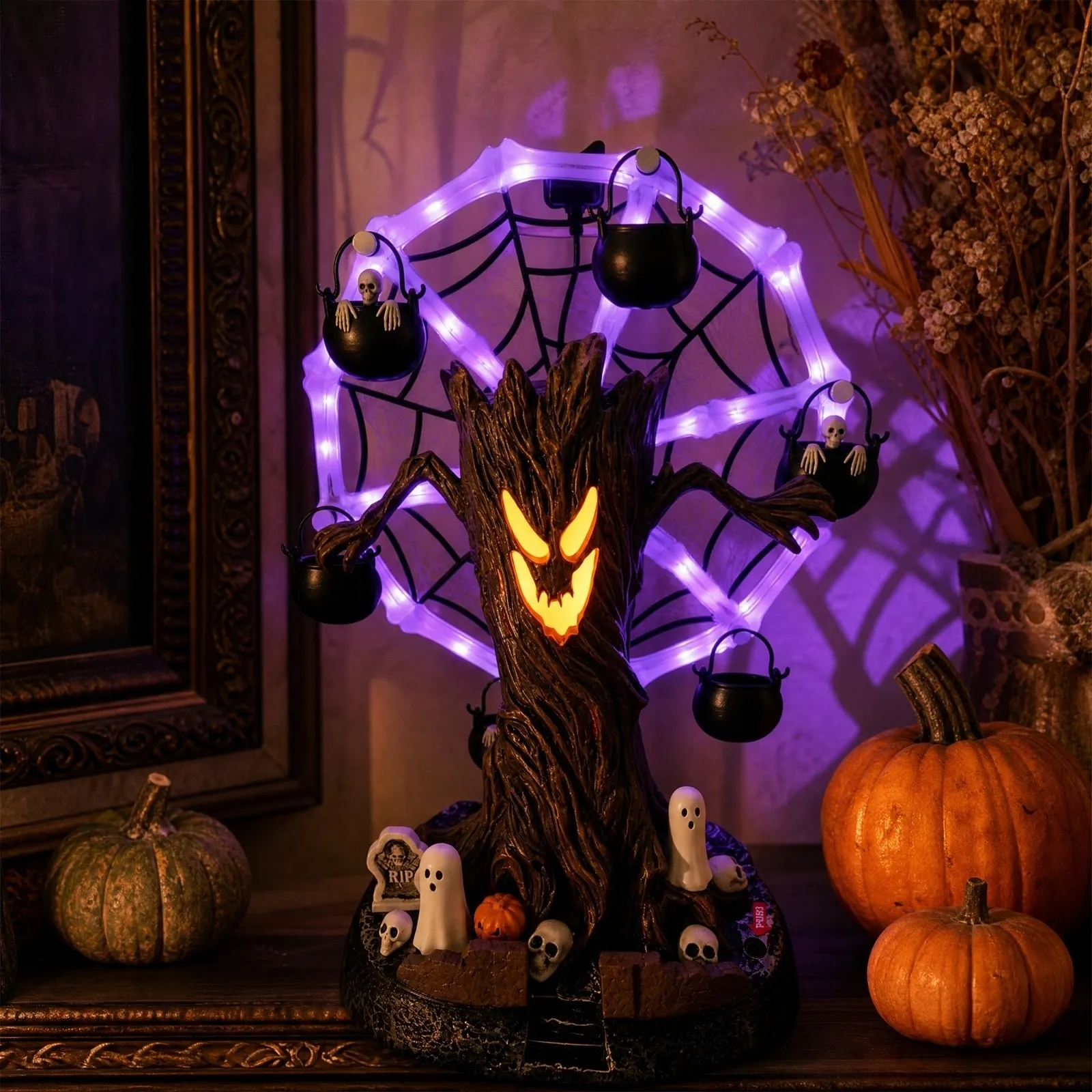 Animated Haunted Tree Ferris Wheel Halloween Tabletop Decoration