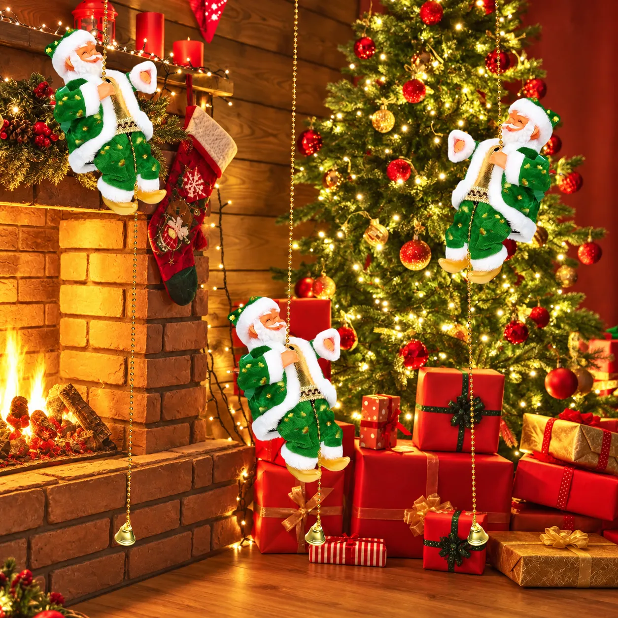 Animated Climbing Santa Musical Christmas Decoration