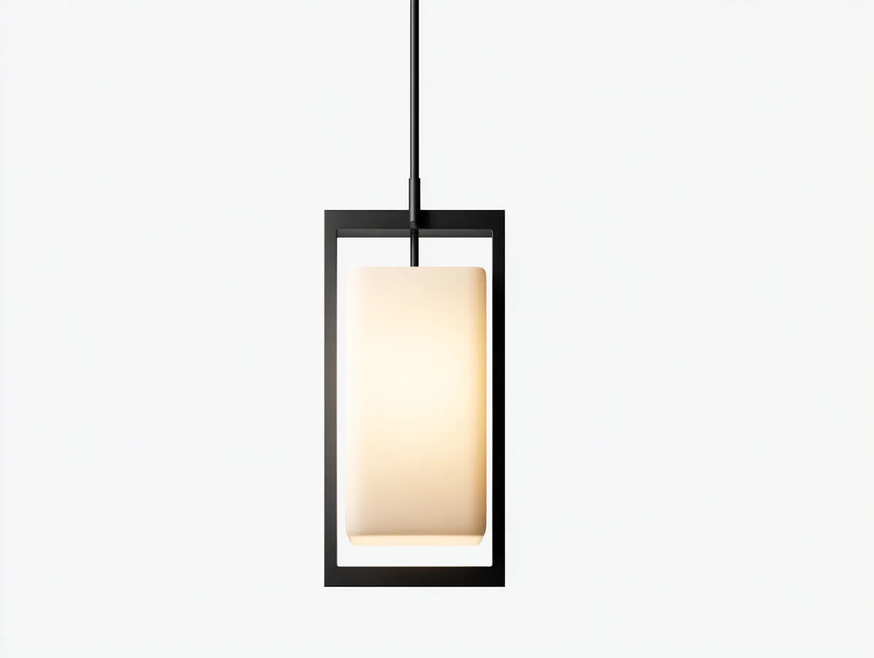 Lámpara Colgante 22x18x46 cm - metal y difusor opal color negro - estilo geométrico para exterior-Zalinyhaven