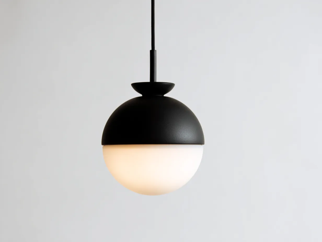 Lámpara Colgante 18x18x28 cm - metal y vidrio opal color negro y blanco - esfera moderna para exterior-Zalinyhaven