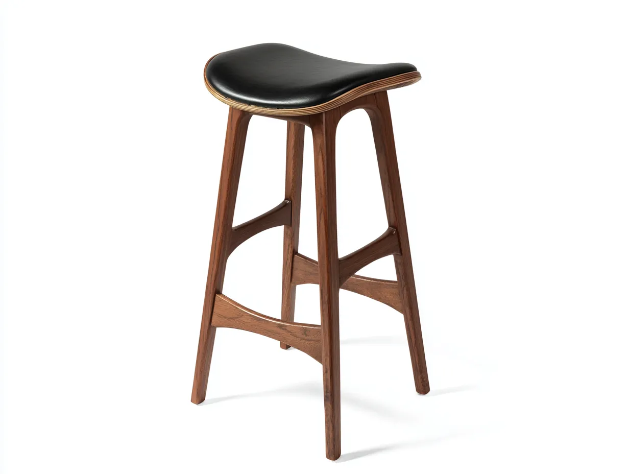 Taburete de Bar asiento negro con estructura de madera nogal 43 x 46 x 78 cm - negro y nogal - forma ergonómica para comedor-Zalinyhaven