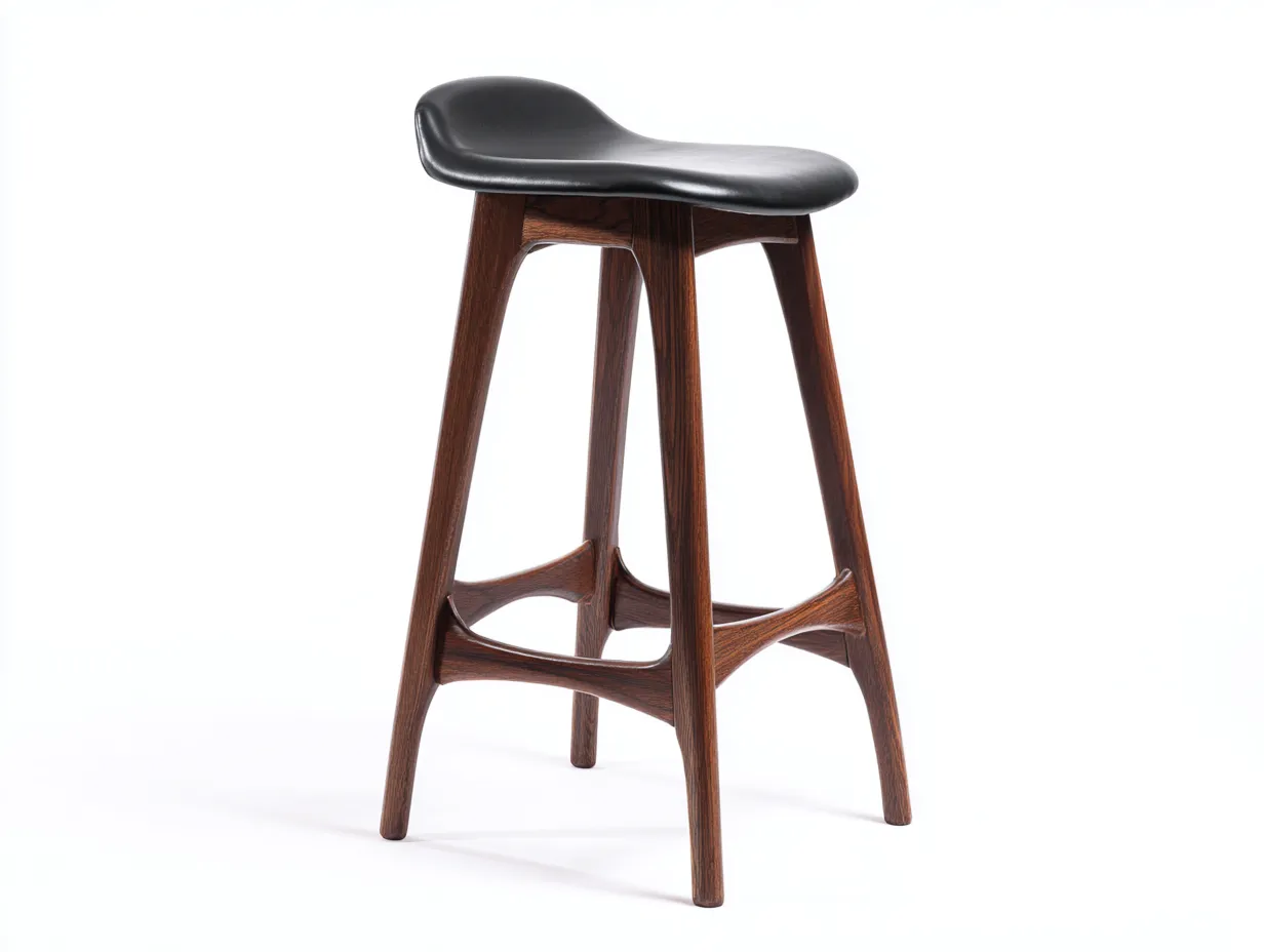 Taburete de Bar acolchado negro con madera oscura 42 x 45 x 79 cm - negro y marrón oscuro - asiento curvo para comedor-Zalinyhaven