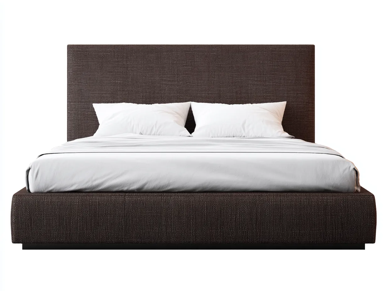 Cama Doble tapizada tejido oscuro 218 x 196 x 110 cm - marrón oscuro - plataforma recta para dormitorio-Zalinyhaven