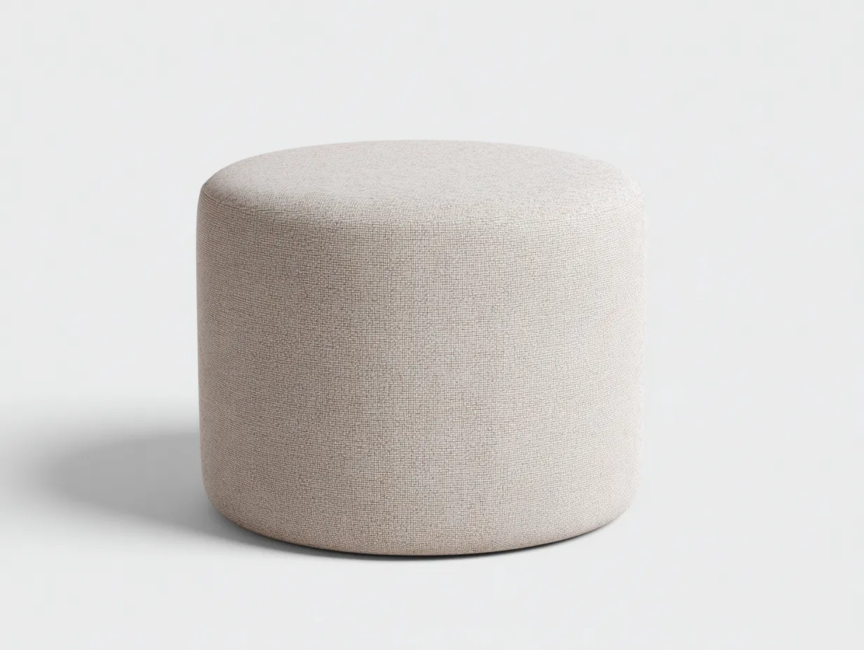 Reposapiés cilíndrico tapizado beige claro 45 x 45 x 40 cm - beige claro - volumen compacto para salón-Zalinyhaven