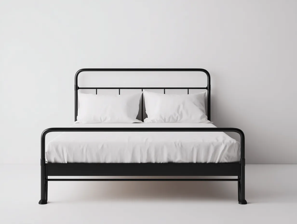 Cama Doble de metal negro 208 x 148 x 108 cm - negro mate - diseño clásico para dormitorio-Zalinyhaven