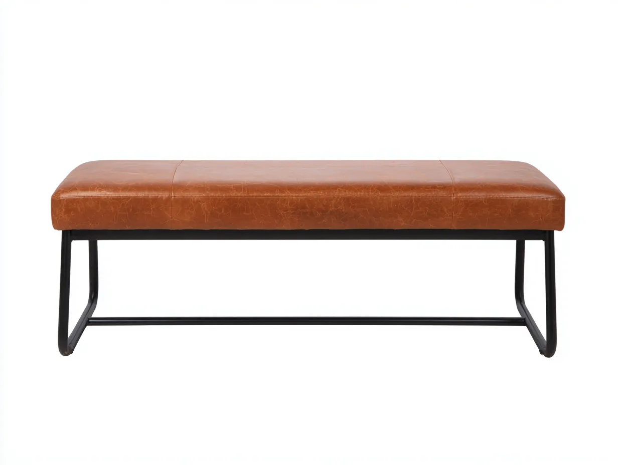 Banco tapizado para dormitorio 150x41x47 cm - cuero marrón y negro - diseño industrial-Vazosohaus