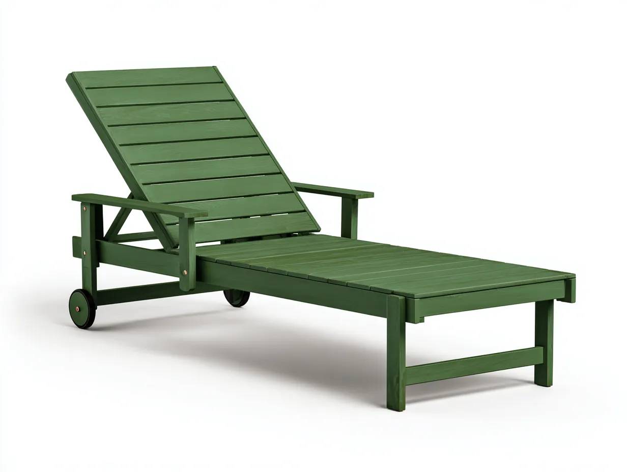 Tumbona con cojín y ruedas 195x64x88 cm - verde y marrón - para exterior con respaldo ajustable-Vazosohaus