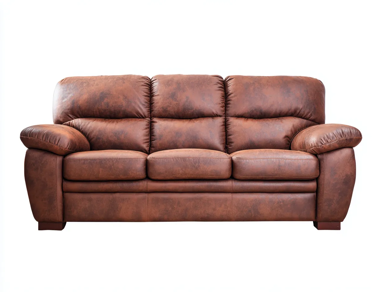 Sofá de Tres Plazas cuero - marrón - 226x94x88 cm - salón clásico acolchado-Vazosohaus