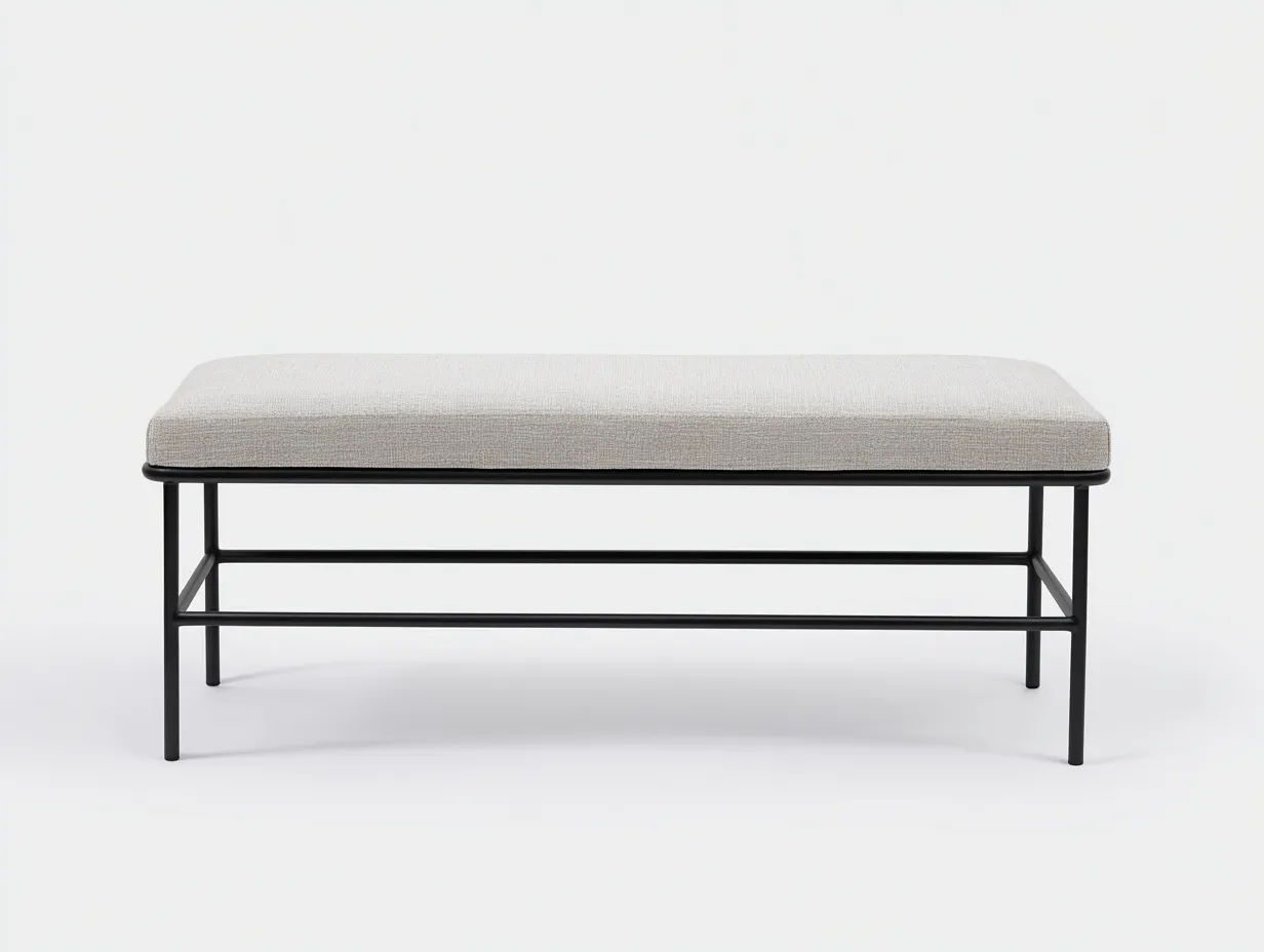Banco de dormitorio acolchado 152x41x45 cm - gris perla - diseño recto contemporáneo-Vazosohaus