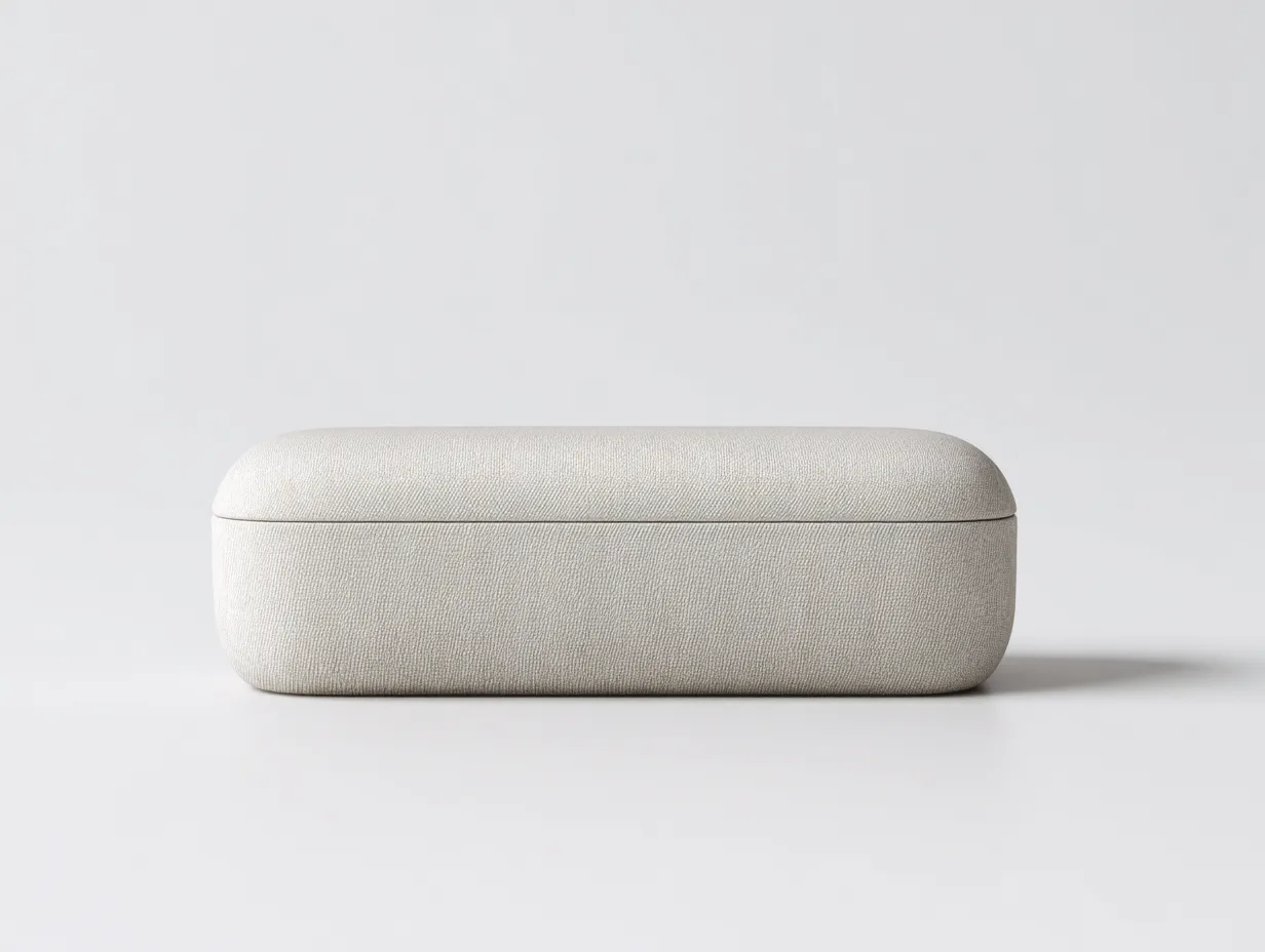 Banco de dormitorio tapizado 138x48x43 cm - blanco roto - diseño curvo con almacenamiento-Vazosohaus