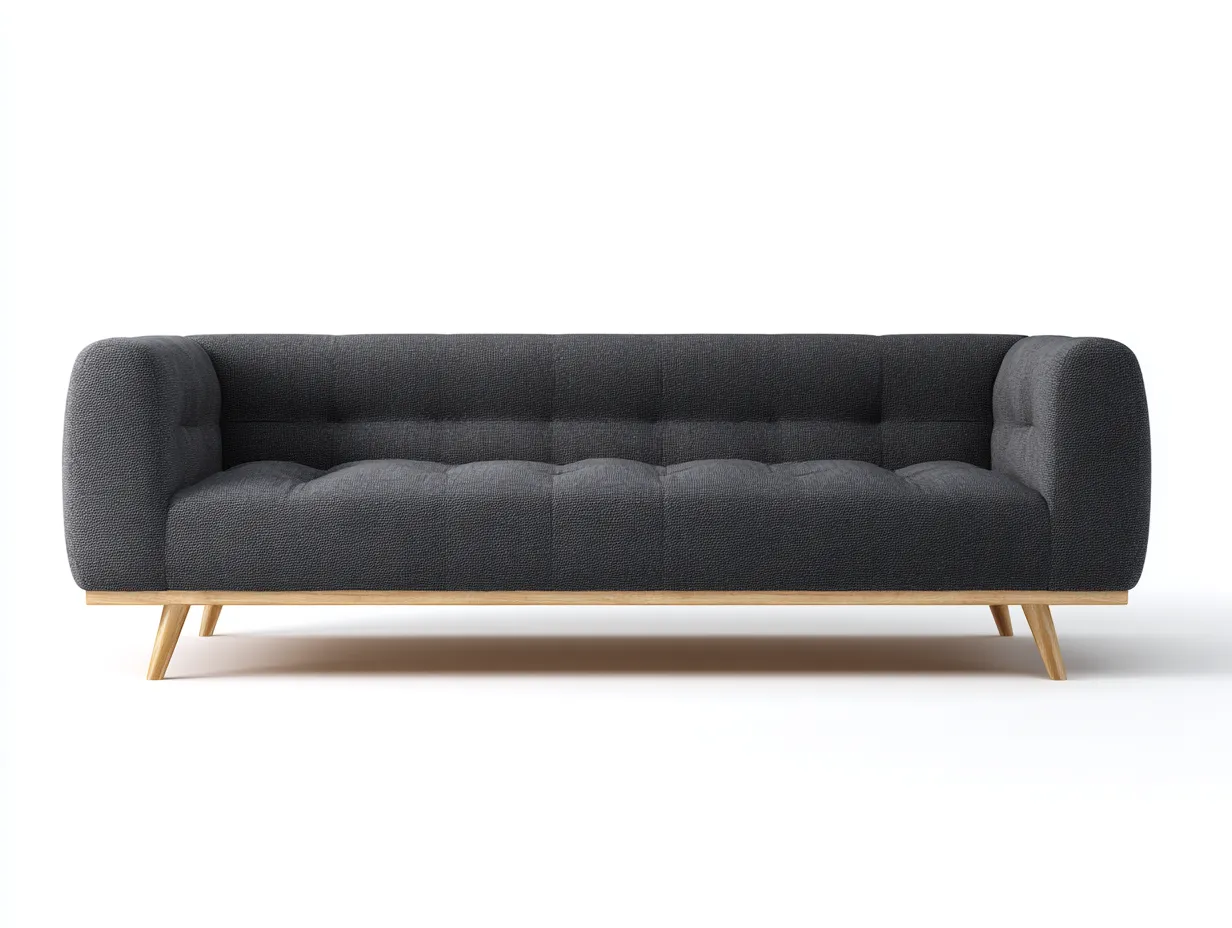 Sofá de Tres Plazas tela gris oscuro 230x90x78 cm - salón nórdico funcional-Vazosohaus