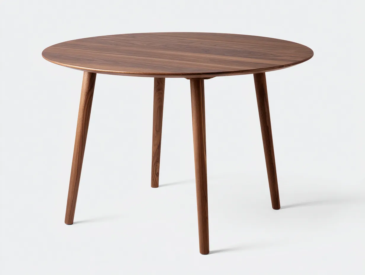 Mesa de Comedor redonda de madera 120x120x75 cm - nogal - para comedor de estilo nórdico-Vazosohaus