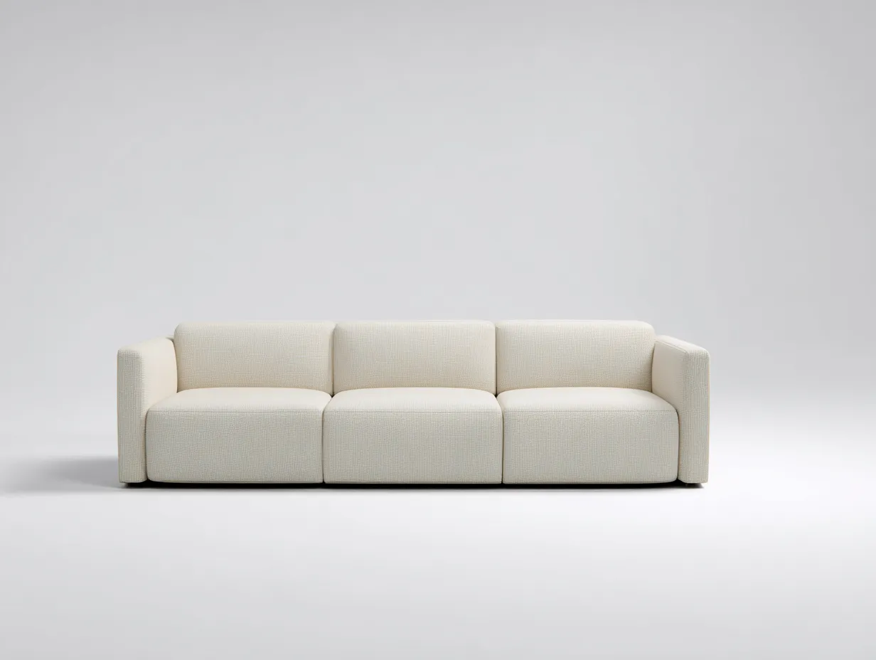 Sofá de Tres Plazas tela - beige - 210x84x72 cm - salón minimalista-Vazosohaus