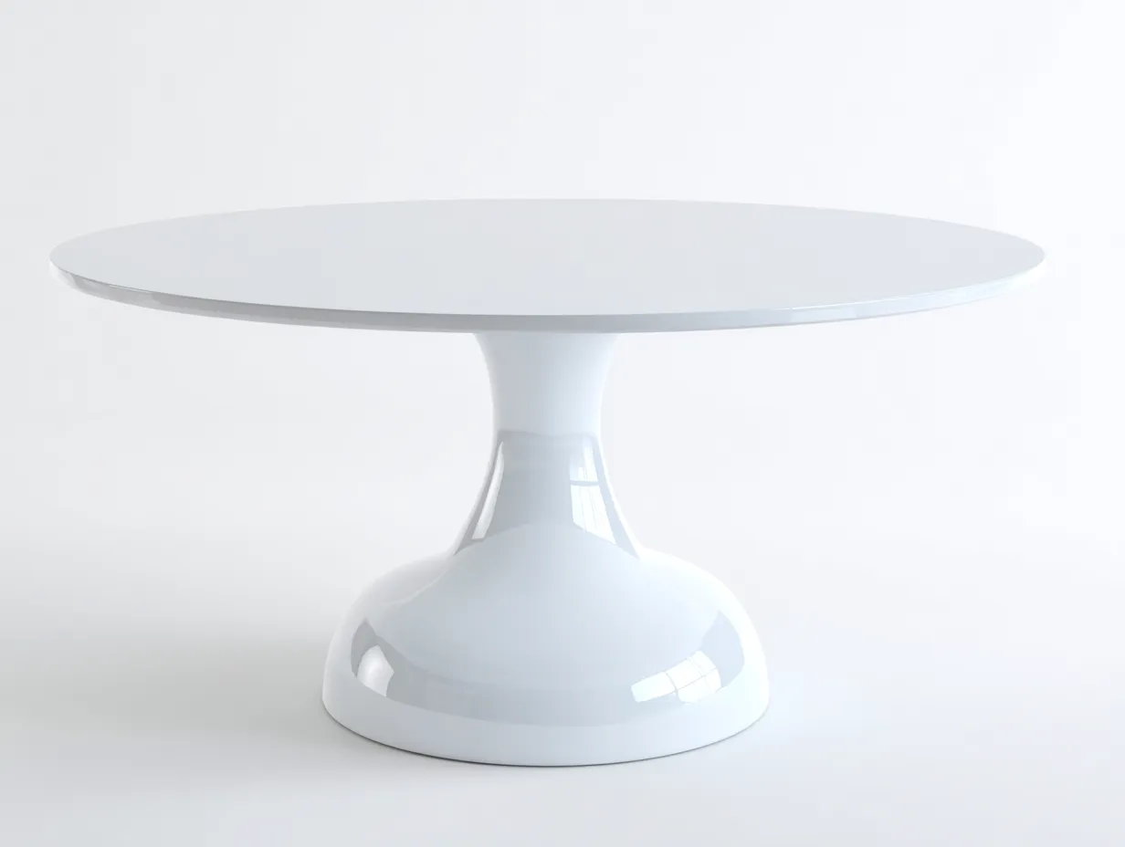 Mesa de Comedor circular MDF lacado blanco 110x110x75 cm - pedestal tulipán brillo-Vazosohaus