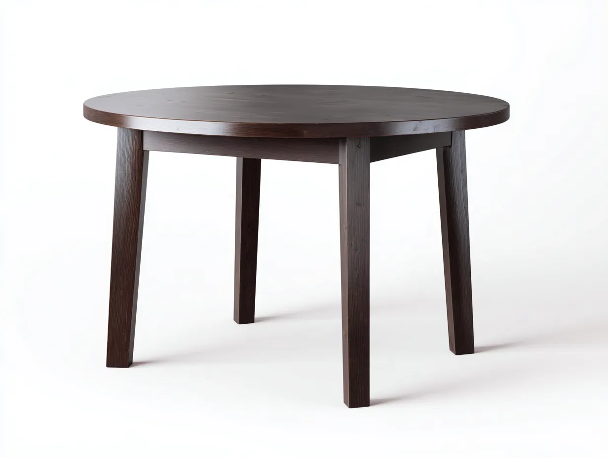 Mesa de Comedor redonda de madera 118x118x75 cm - nogal oscuro - patas rectas para comedor-Vazosohaus