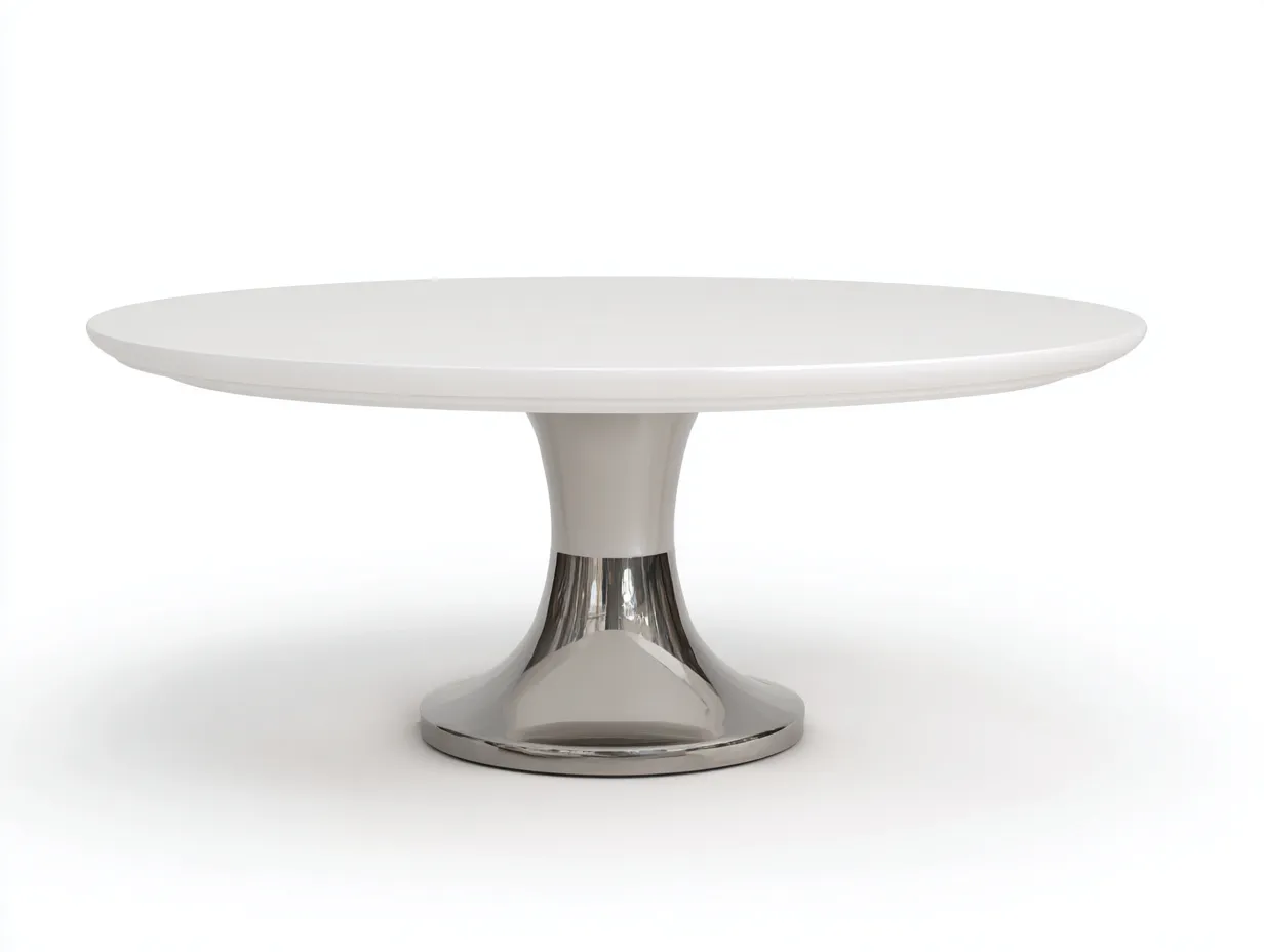 Mesa de Comedor redonda lacada blanca 115x115x76 cm - base cilíndrica moderna-Vazosohaus