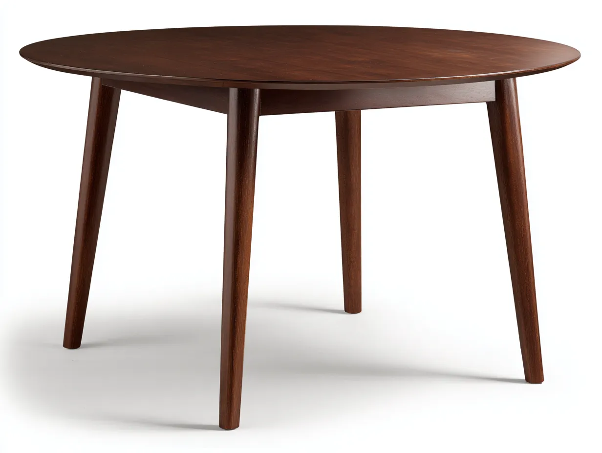 Mesa de Comedor redonda maderao scuro 120x120x75 cm - patas inclinadas retro-Vazosohaus