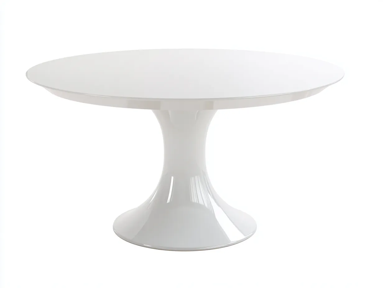 Mesa de Comedor redonda lacada 118x118x75 cm - blanco brillo - pedestal central para comedor-Vazosohaus