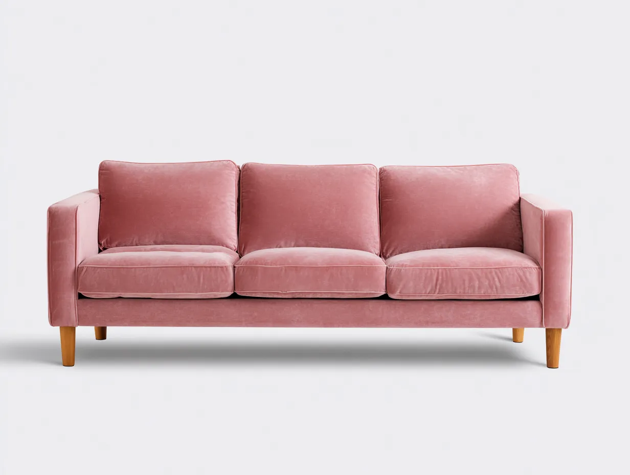 Sofá de Tres Plazas terciopelo - rosa - 214x86x82 cm - salón contemporáneo-Vazosohaus