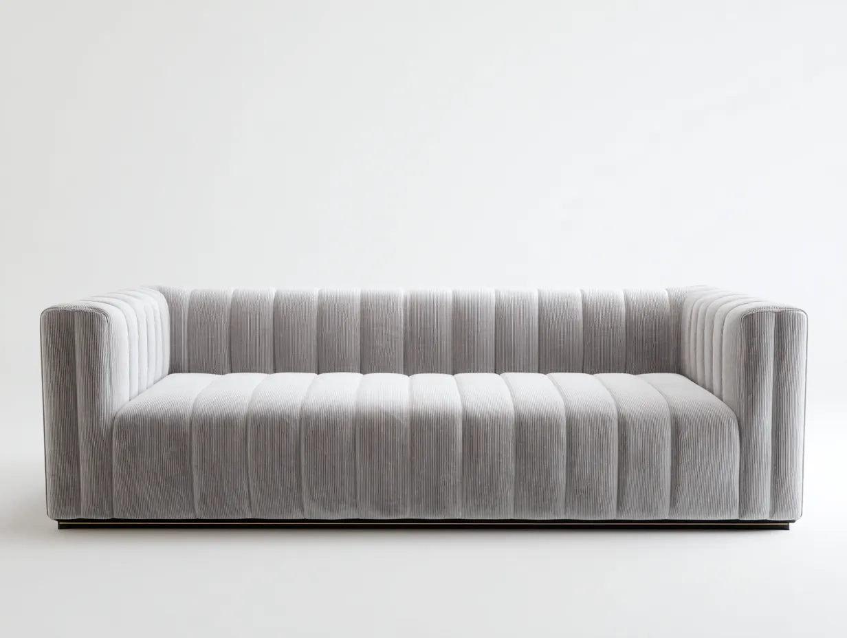Sofá de Tres Plazas tela - gris - 238x90x76 cm - salón moderno acanalado-Vazosohaus