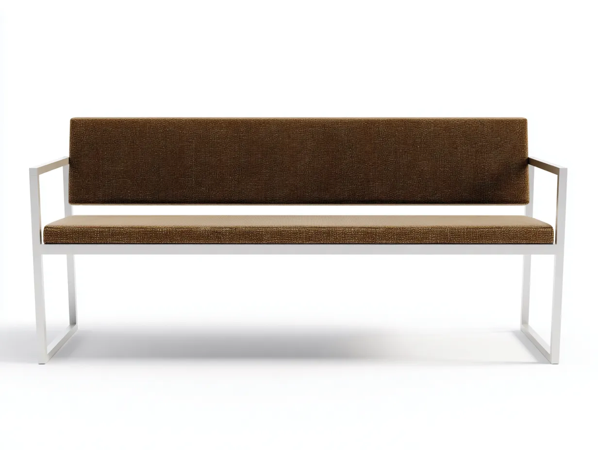 Banco de dormitorio 155x44x76 cm - marrón y blanco - diseño minimalista con brazos-Vazosohaus
