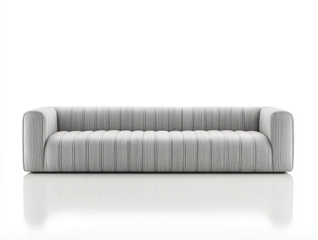 Sofá de Tres Plazas tela - gris claro - 240x88x74 cm - salón lineal texturizado-Vazosohaus
