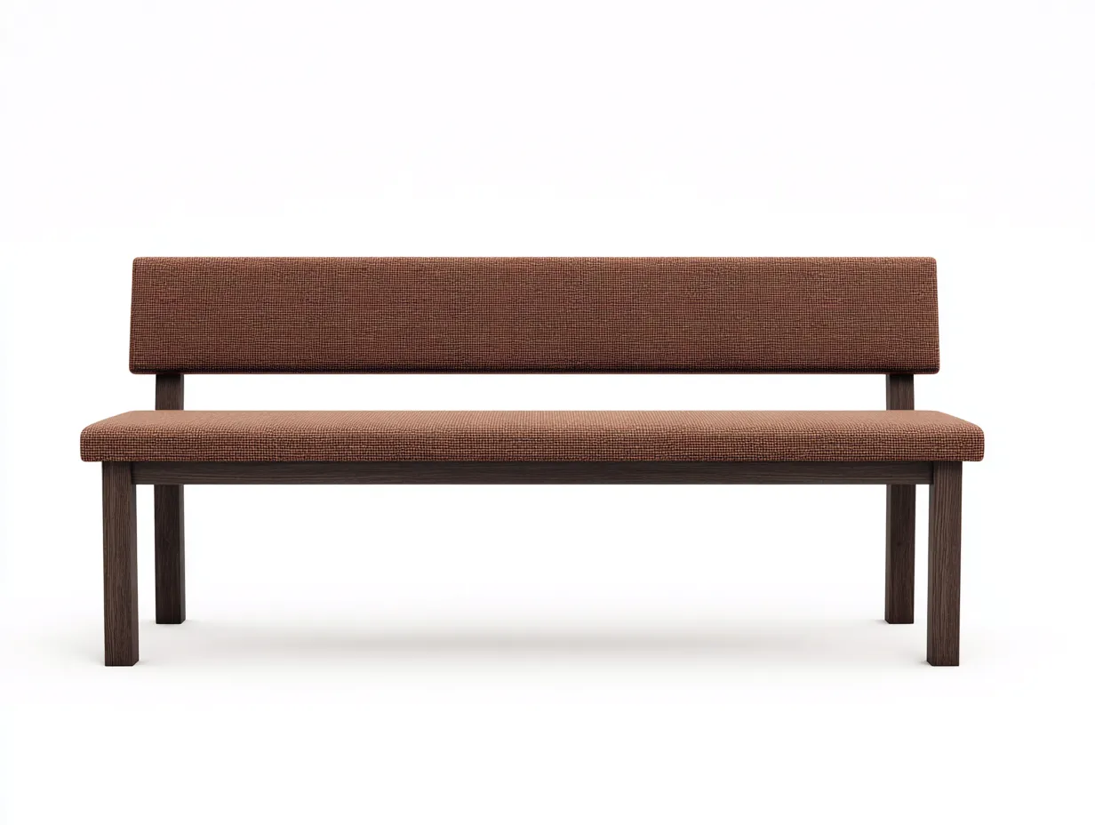 Banco tapizado de dormitorio 150x45x78 cm - marrón oscuro - diseño lineal con respaldo-Vazosohaus