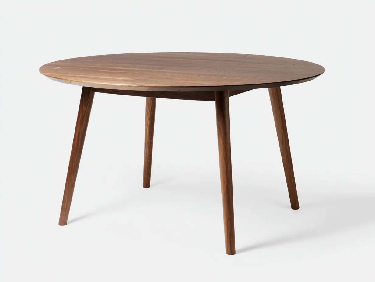 Mesa de Comedor redonda de madera 130x130x75 cm - nogal - para comedor de diseño contemporáneo-Vazosohaus