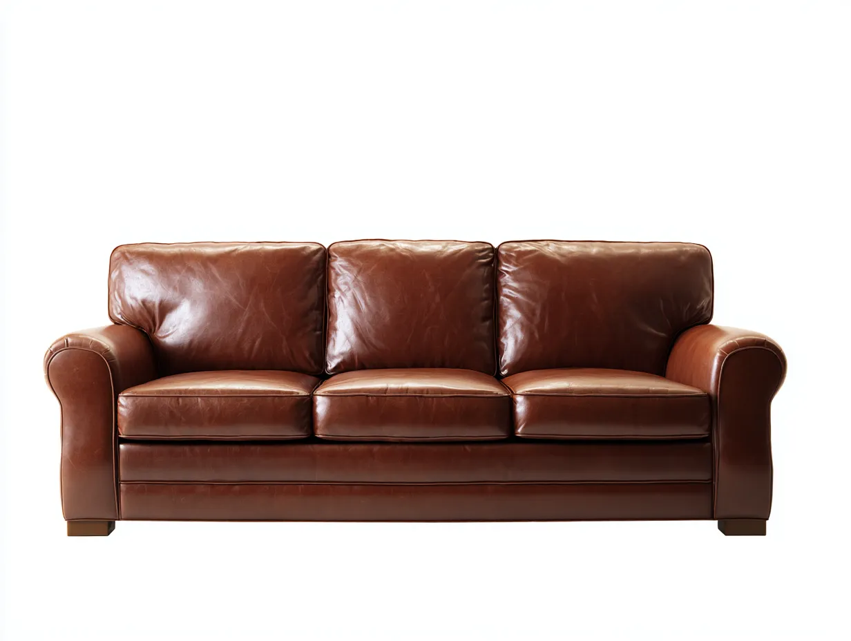 Sofá de Tres Plazas cuero - marrón - 218x90x86 cm - salón clásico-Vazosohaus