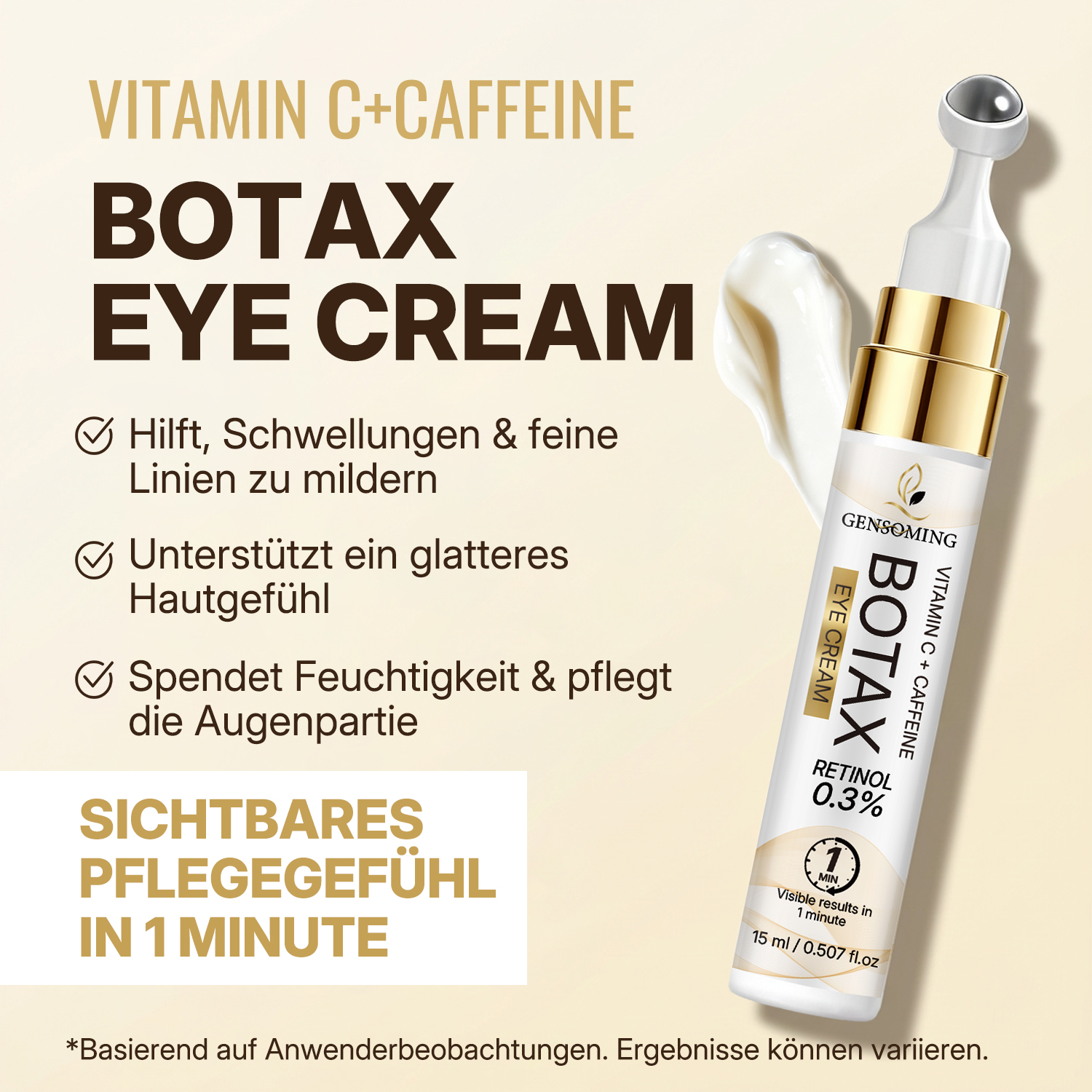 BOTAX – straffend gegen Falten, Notfallhilfe bei Übernachtung, Feind von Augenringen und Schwellungen, sanfte Anti-Aging-Pflege – 15 ml