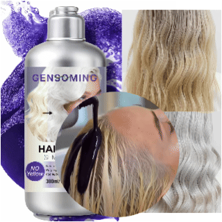 Anti-Gelb-Shampoo, entfernt in 15 Minuten den Gelbstich aus dem Haar, mit reiner Pflanzenformel, färbt nicht auf der Haut ab.