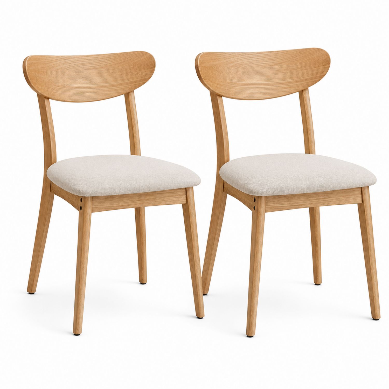Set di 2 sedie in legno con seduta in tessuto beige
