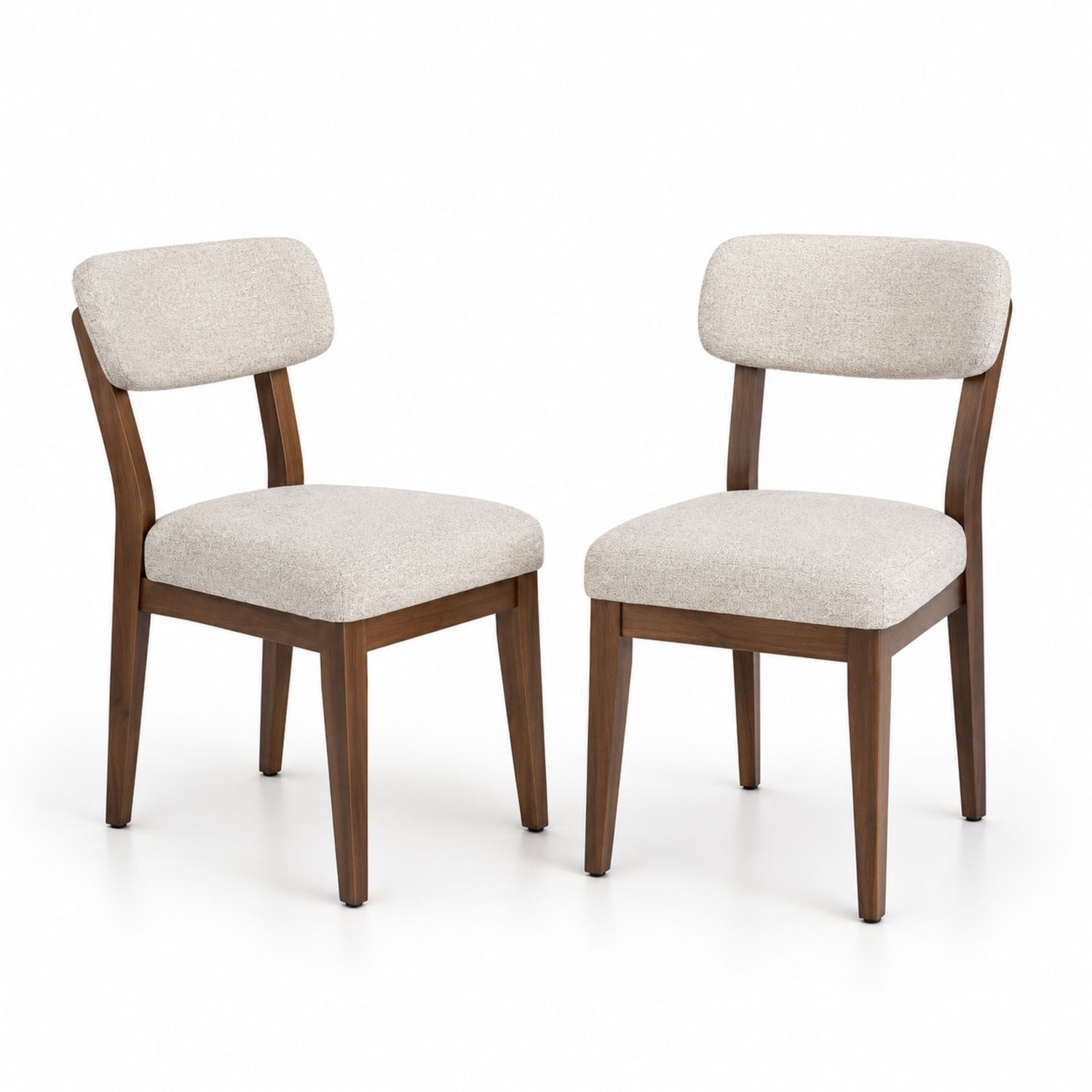 Set di 2 Sedie in Legno e Tessuto Beige