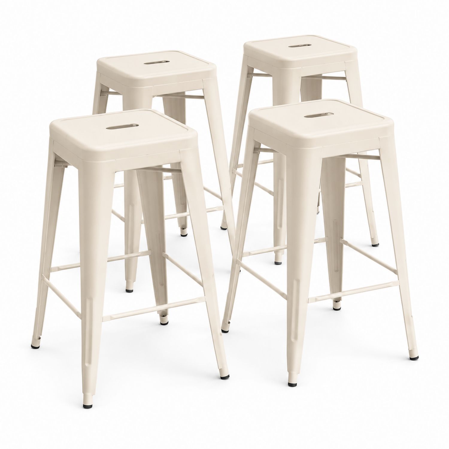 Set di 4 sgabelli in metallo beige altezza 75 cm
