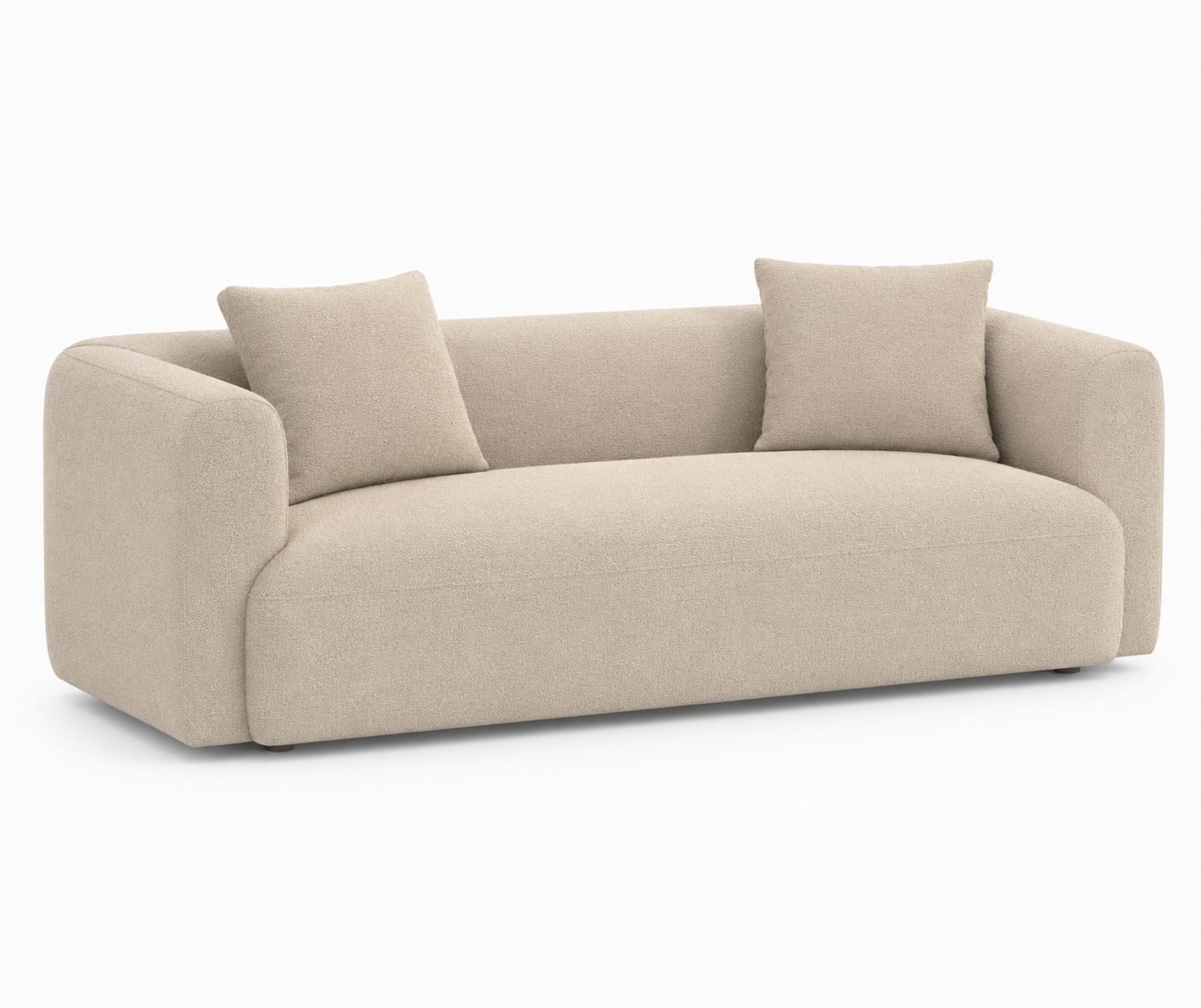 Divano in Tessuto Beige con Cuscini Abbinati