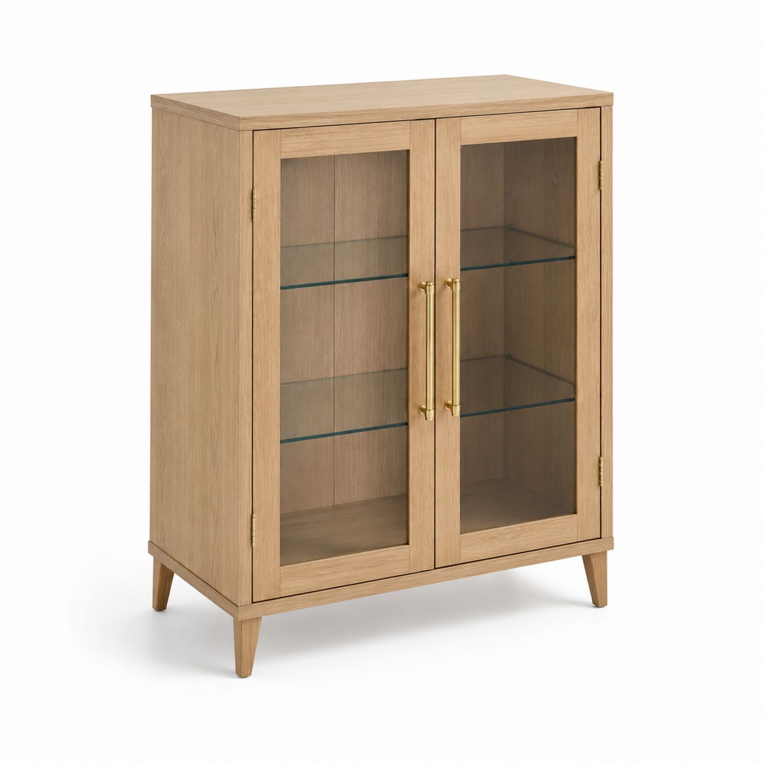 Credenza in Legno di Quercia con Porte in Vetro