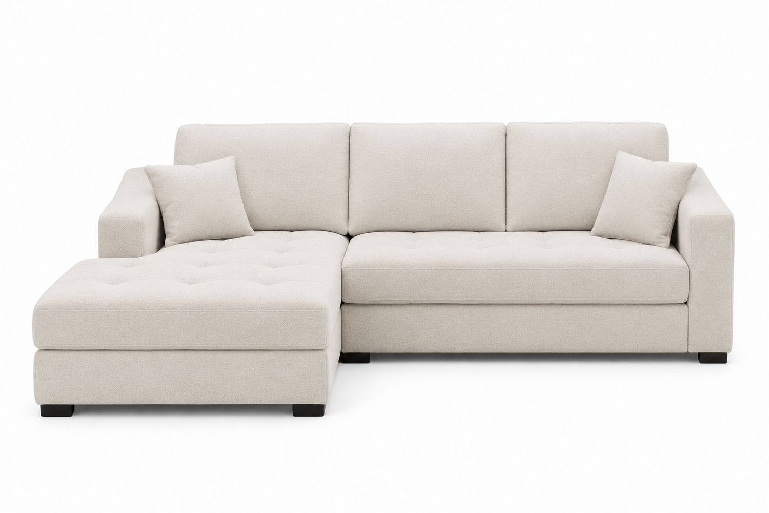 Divano ad Angolo in Tessuto con Chaise Longue Beige