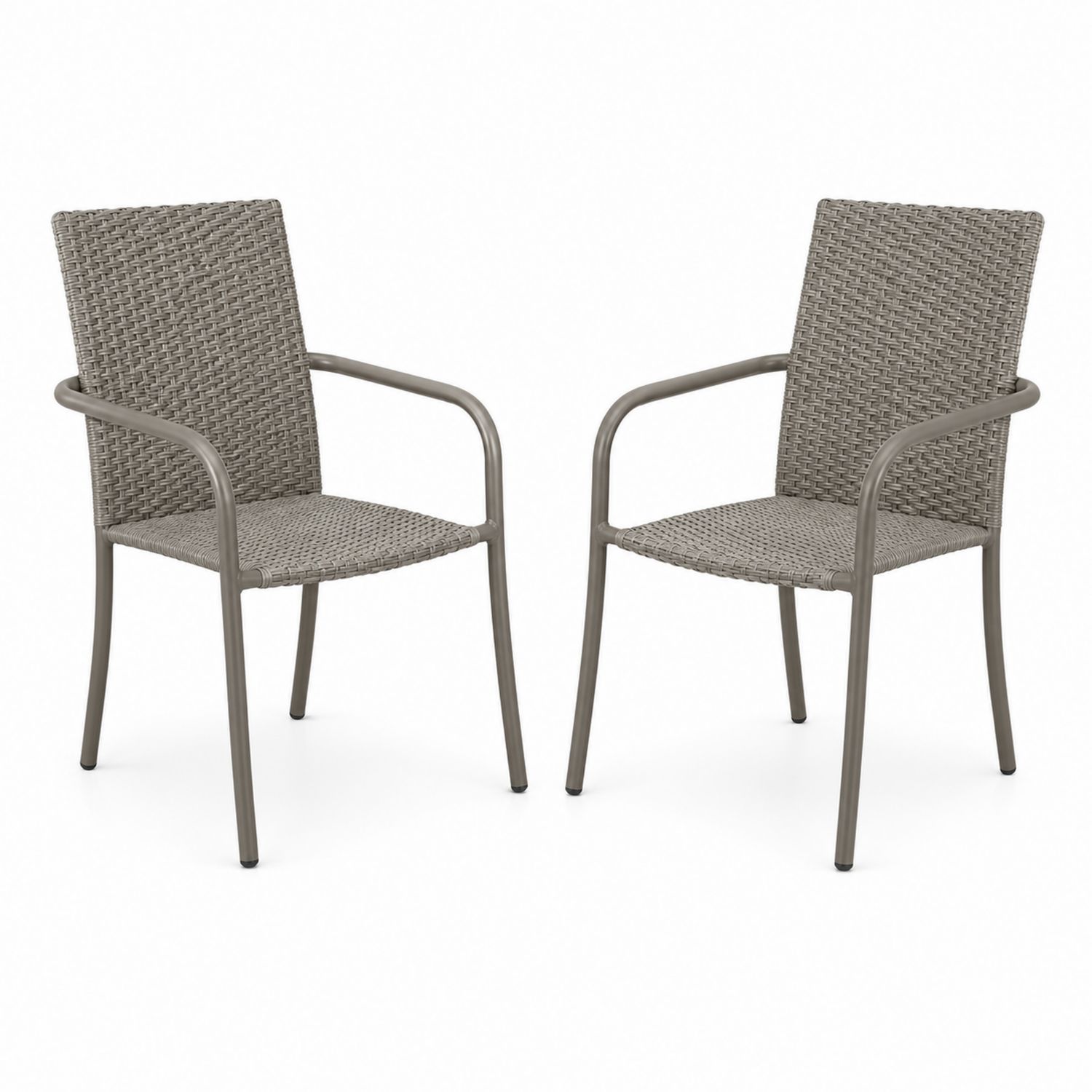 Set di 2 sedie da esterno in metallo e rattan sintetico grigio