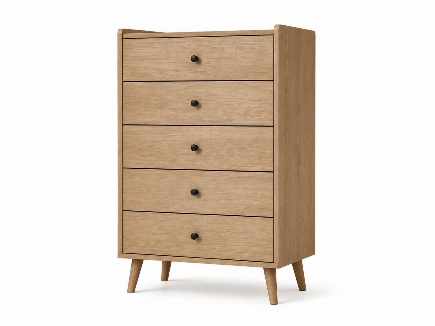 Cassettiera in Legno di Rovere Chiaro a Cinque Cassetti