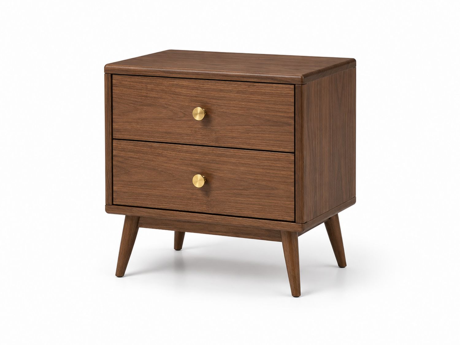 Comodino in Legno di Noce con Due Cassetti