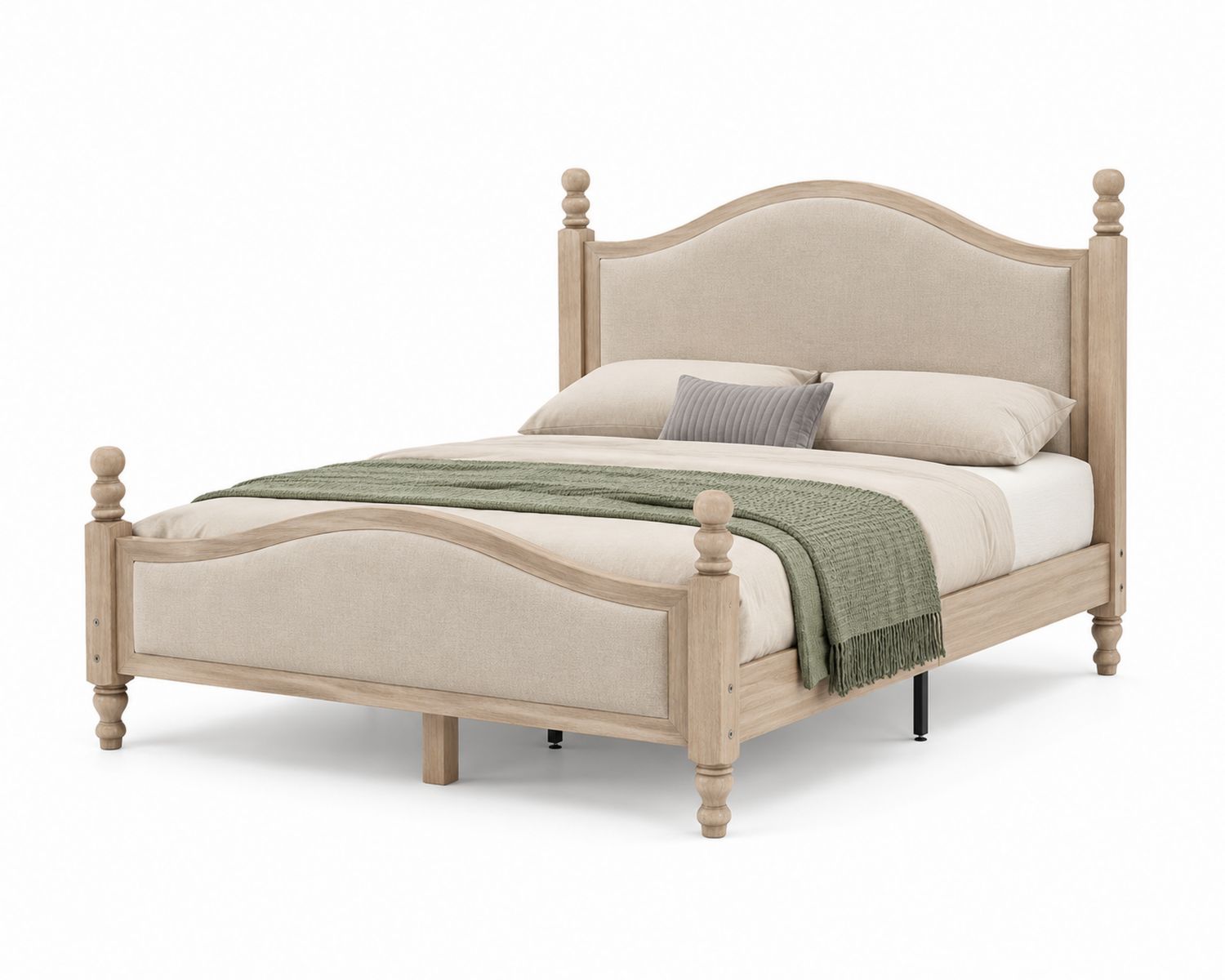 Letto in legno con tessuto beige 200x180 cm