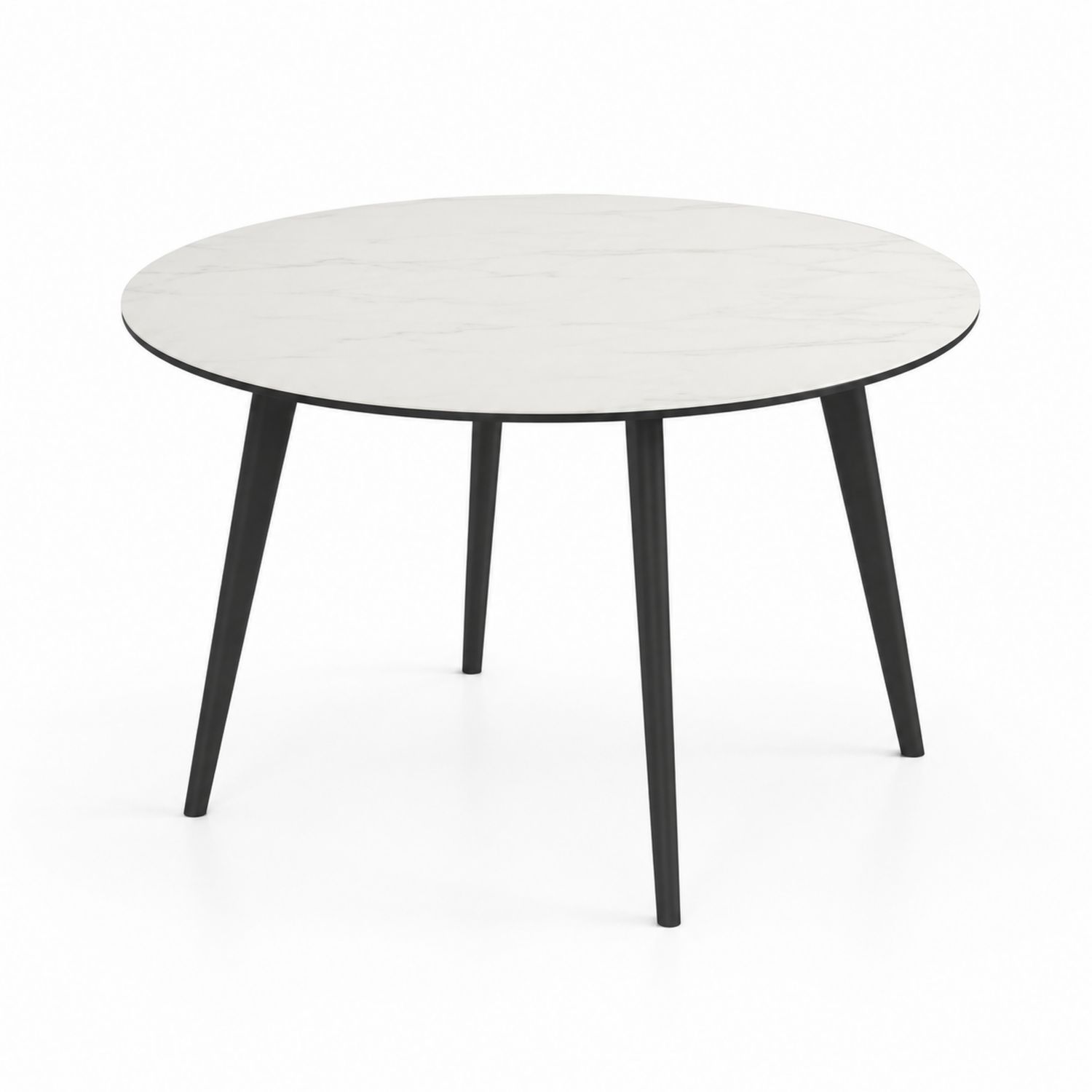 Tavolo da pranzo rotondo in marmo bianco Ø 120 cm gambe in metallo nero