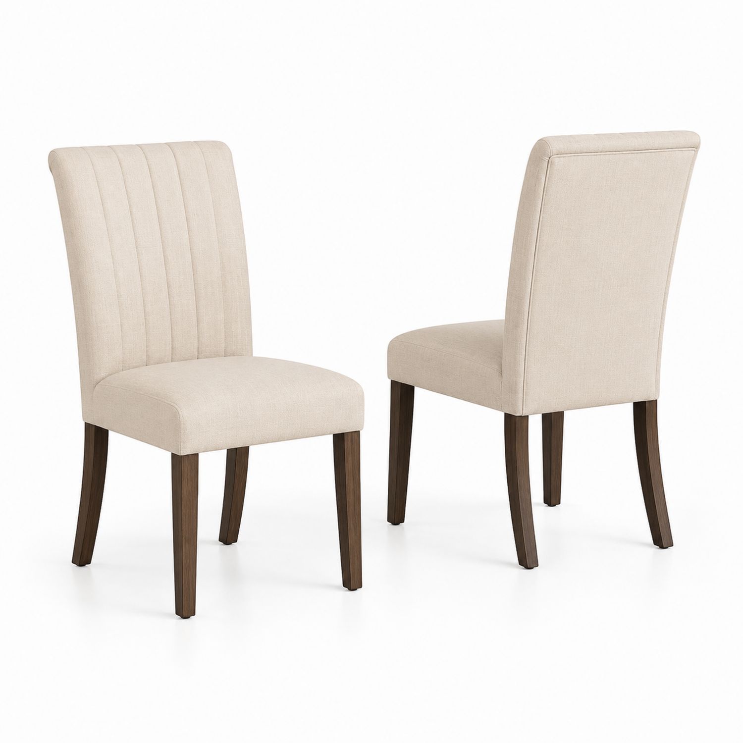 Set di 2 sedie da pranzo in tessuto beige con gambe in legno