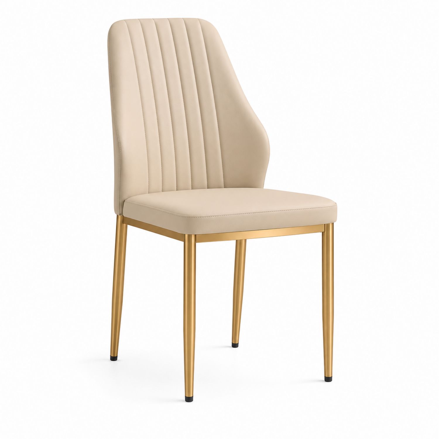 Sedia in pelle sintetica beige con gambe in metallo