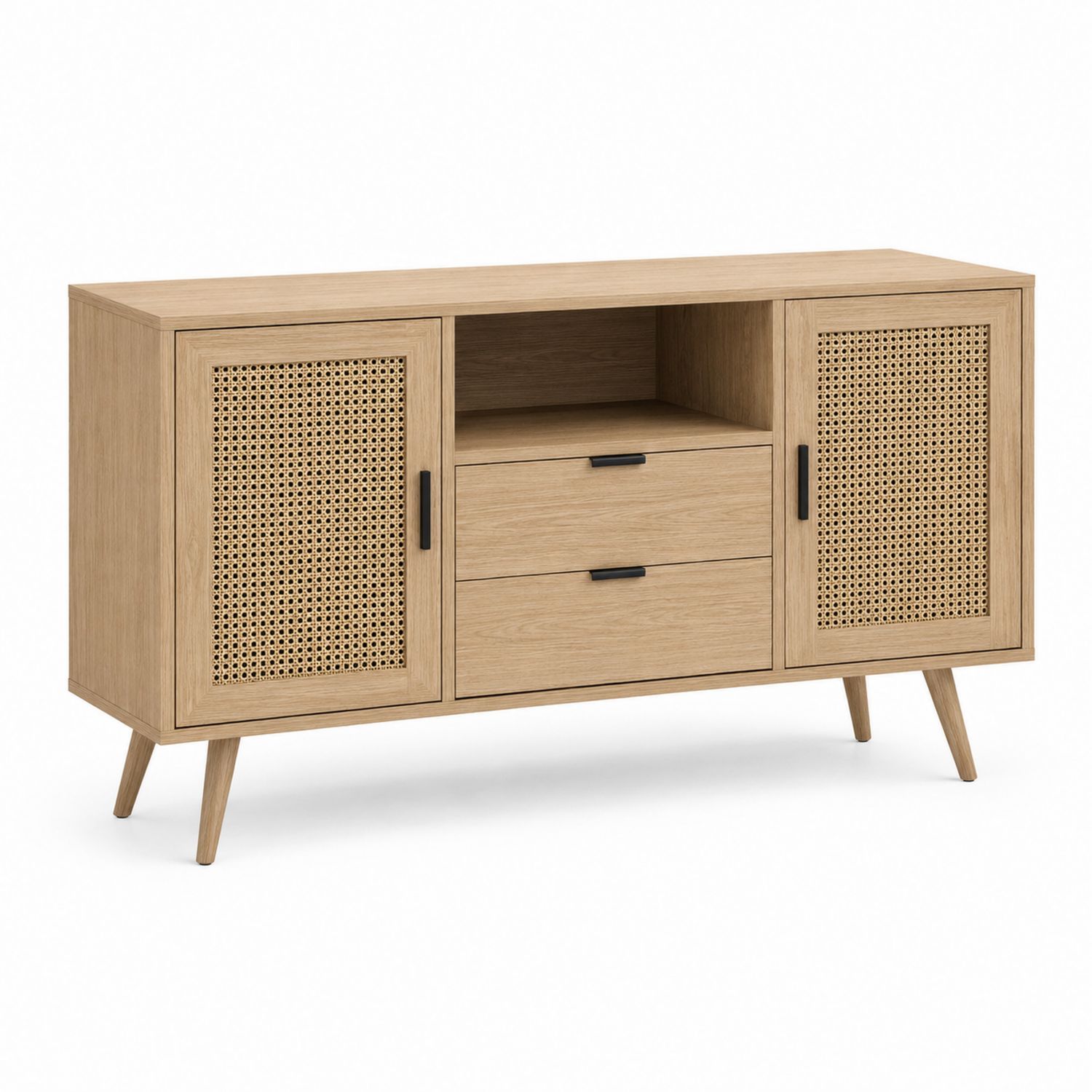 Credenza in legno e rattan 120x40x80 cm