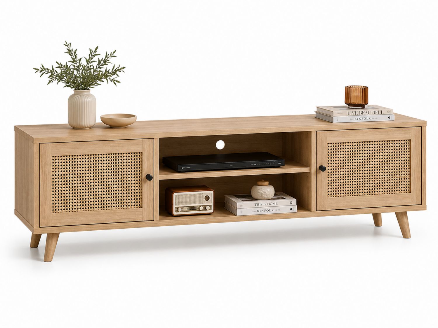 Mobile TV in Legno con Ante Intrecciate 150x40x50 cm