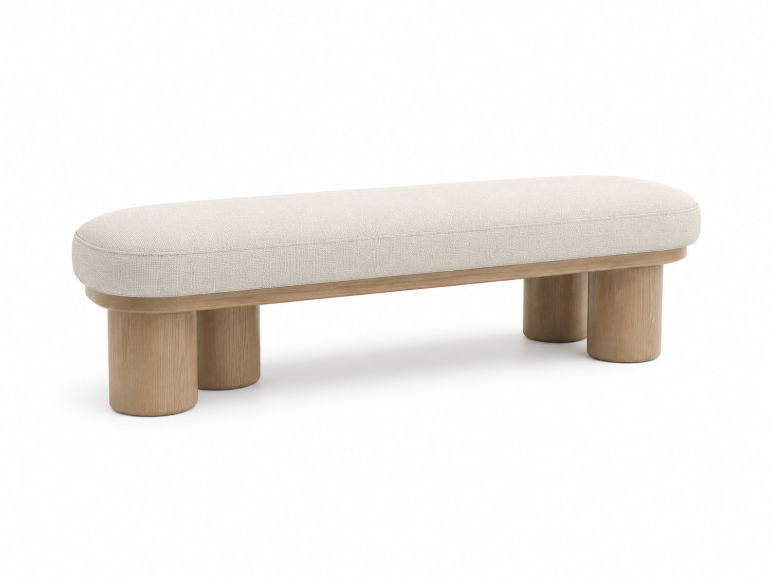 Panca in Tessuto Crema con Gambe in Rovere